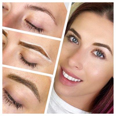 Powder eyebrows semipermanent makeup