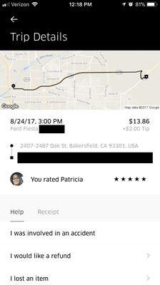 Took an Uber home from dropping off car for the first time.