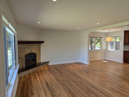 Hardwood floors vacuumed and lightly damp-mopped.