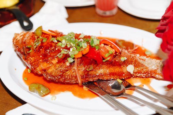 Red snapper with sweet and sour sauce