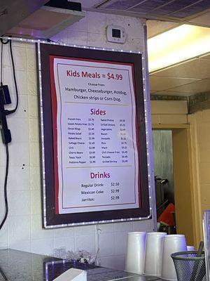 Kid meals / Sides / drink menu (9.23.23)