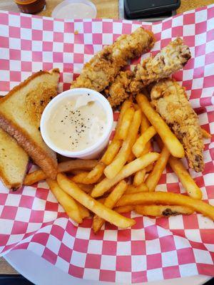 Steak fingers,  Tuttle's meat, with gravy.