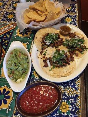 Tacos al pastor and guacamole!