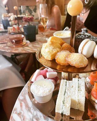 Some madelines, macarons, finger sandwiches and other delightful treats for our afternoon tea