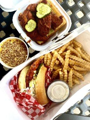 Tenders, Mac N Cheese, Fries, The Budlong Original Chicken Sandwich (honey bbq)