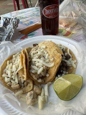 Carne asasa tacos and chicken tacos