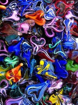 Handmade Hearts are individually created lampwork Wearable Art by the Heartist Hillel Rzepka