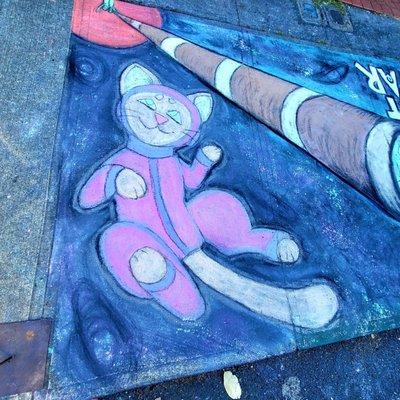 Amazing chalk art made by volunteer kids and adults during an event to bring in customers to downtown.