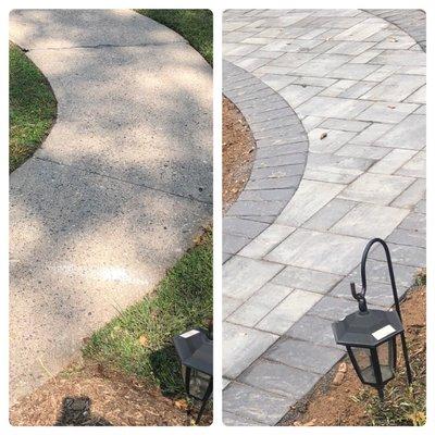 Walkway before & after