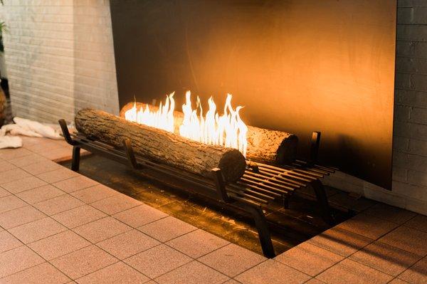 Fireplace in the main bar (cocktail hour space for our wedding reception)