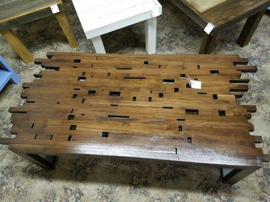 Interestingly formed walnut coffee table