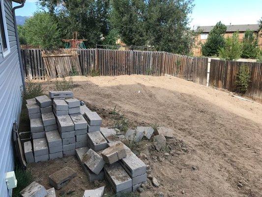 Before picture of the patio concrete pour