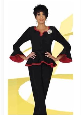 Black With Red ( 2pc Shantung Mystique By Ben Marc Womens Pant Suit)
Size 8-20