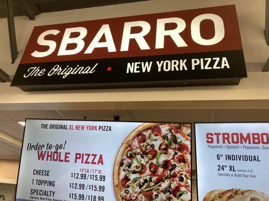 Sbarro pizza area inside of the DK gas station