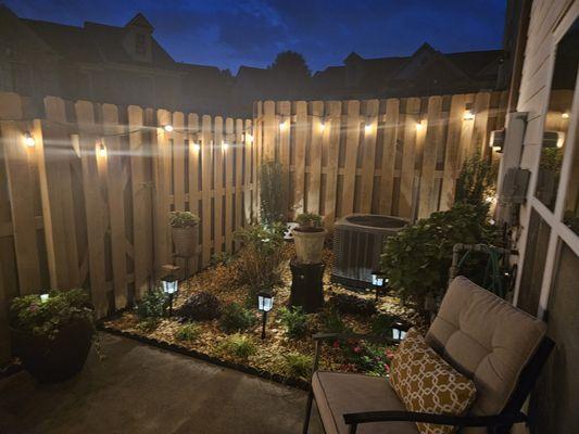 More night time pictures of the patio at night.