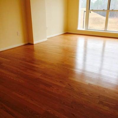 A beautiful installation of red oak which replaced carpet in this condo.