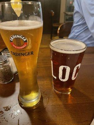 Erdinger Hefe and a Red Ale