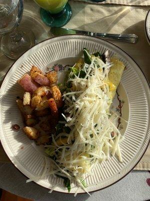 Vegetable and cheese omelette.