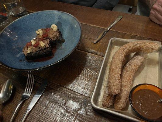 Tres leches cake and churros