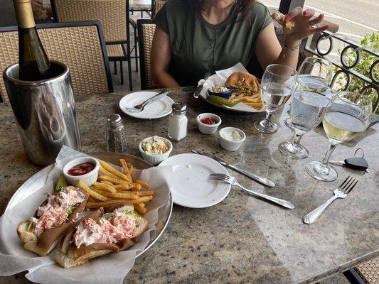 Lobster roll, bottle of wine. Slammin.