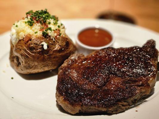 16oz Ribeye and a loaded baked potato