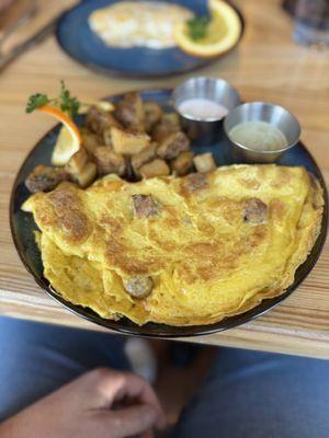 Sausage and cheese omelette