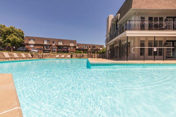 Pool area at Village East Apartments