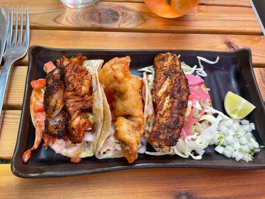 Mahi Mahi Taco, Dos Pescados Taco, Codfish Frito Taco