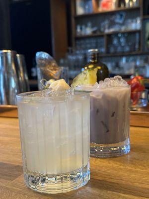 Lychee Sangria (left) and Ube Colada (right)