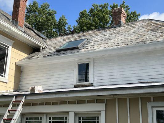 Restoration of Metal Roof and Slate, roof from tree damage