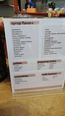 Coffee syrup flavors! I've never seen a shop offer so many options!