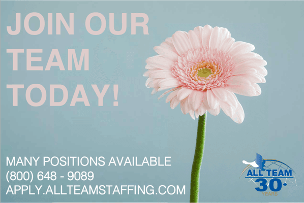 Apply now: https://apply.allteamstaffing.com