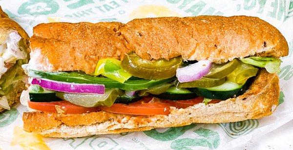 Foot long veggie, with added swiss and American cheese