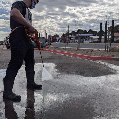 Pressure washing.