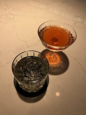 Clear favorite and sazerac