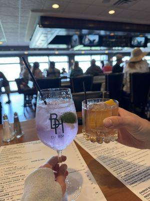 Purple gin and tonic and tequila old fashioned