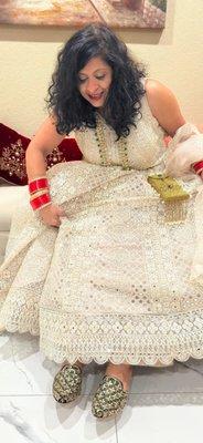 Beige reception lehenga