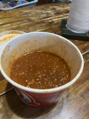 Half a container of chili