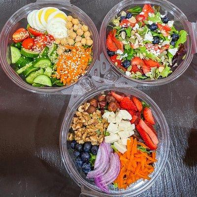 SALADS Top left: The Healthy one, Top right: The chosen and bottom: The pretty one.