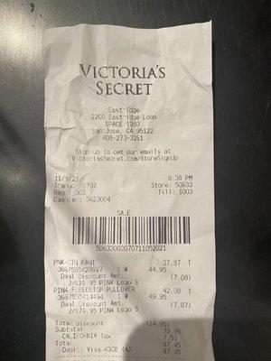 Receipt of purchase