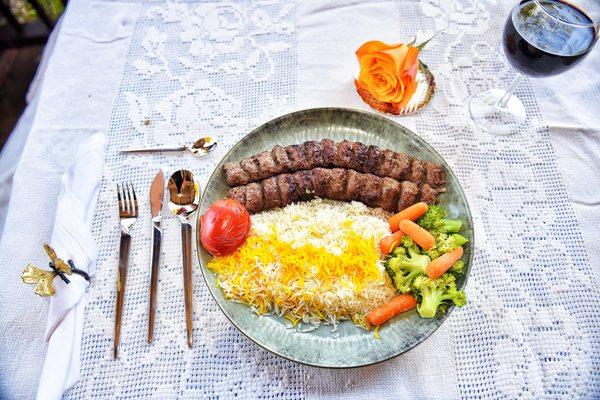 Koubideh with rice and veg