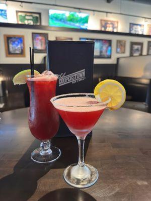 Fresh blackberry margarita and lemon drop