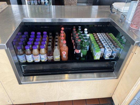 Bottled drink area near cash register