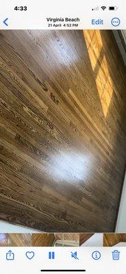 Coffee brown stain with oil based finish in the same house