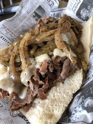 Italian beef with onions, peppers mozzarella. Top notch.