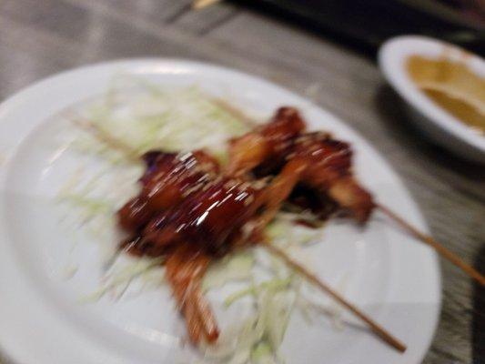 Bacon wrapped shrimp.  I think they deep fried it