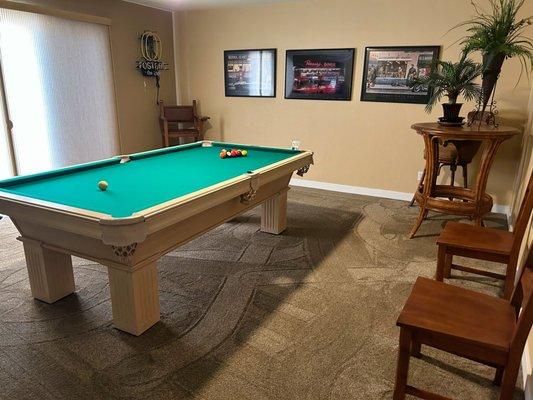 Pool Table Reassembled with New Felt