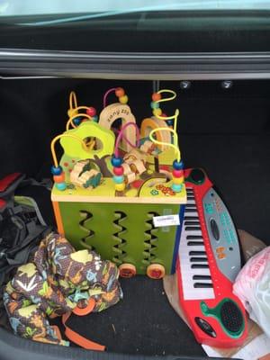 Awesome deal--$30 for the wood play center (normally 80+ new) and 5 bucks for the keyboard