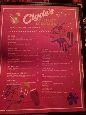 Cocktail menu.