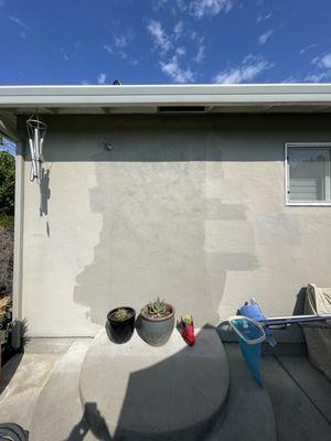 Back porch, where we had a door removed. This just one of three walls that came out bad.